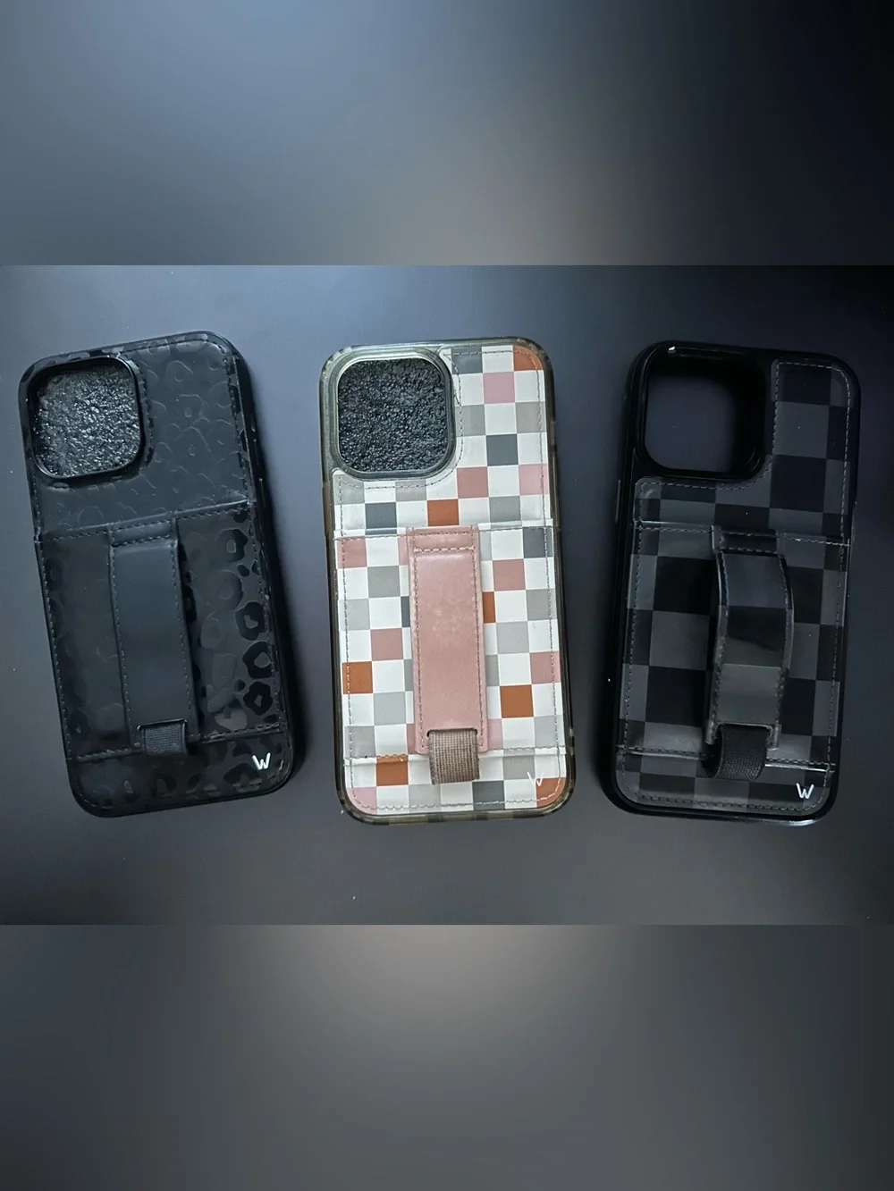 Leopard print, Neutral and Black check iPhone 14 Pro Max Walli cases.